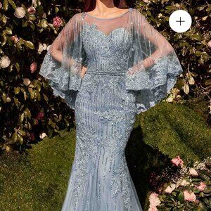 Andrea & Leo cap sleeve formal gown